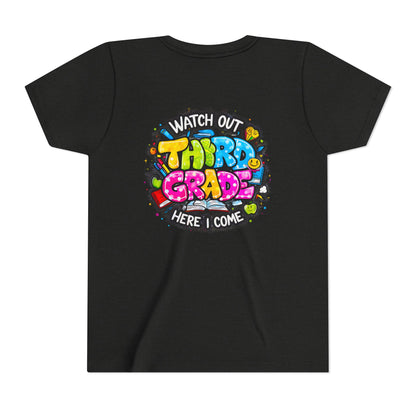 Third Grade Kids T‑Shirt — "Watch Out Third Grade Here I Come" Back-to-School Tee