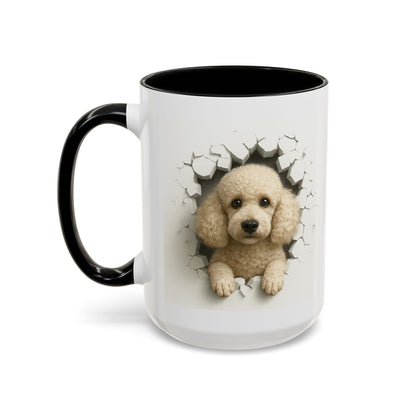 Poodle Peeking Accent Coffee Mug – Cute Dog Lover Gift (11/15oz)