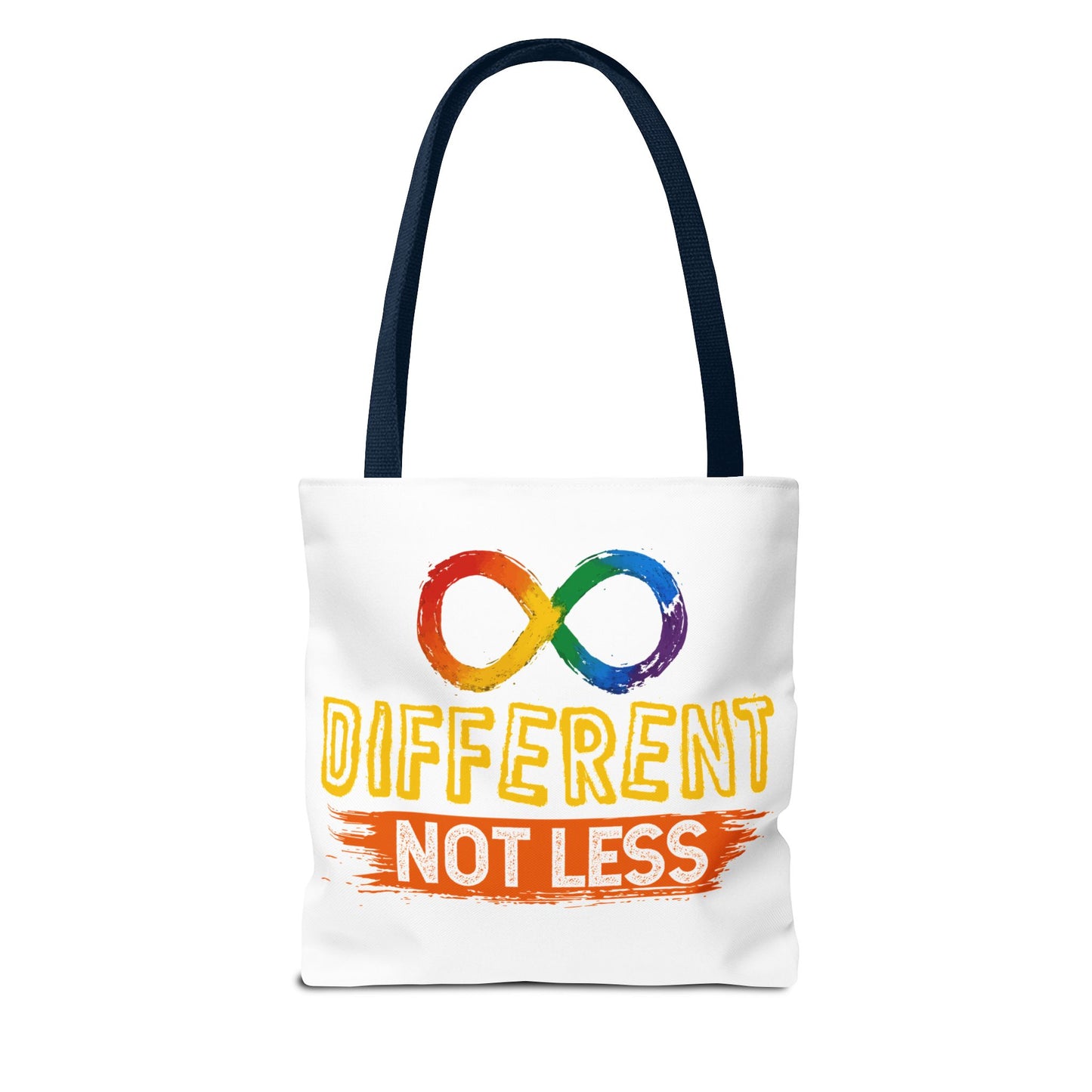 Autism Pride Tote Bag — "Different Not Less" Rainbow Infinity Reusable Shopper