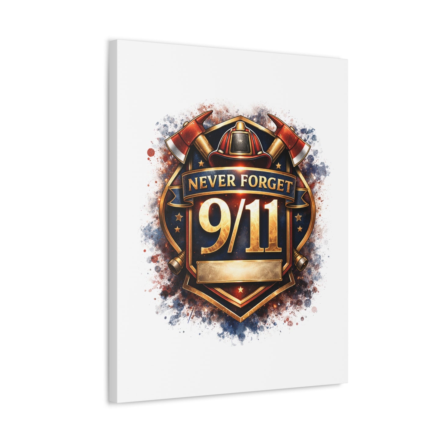 9/11 Never Forget Canvas Print — Firefighter Tribute Stretched Wall Art