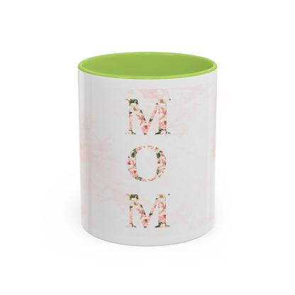 Mom Floral Accent Coffee Mug — Pink Roses Mother's Day Gift (11/15oz)