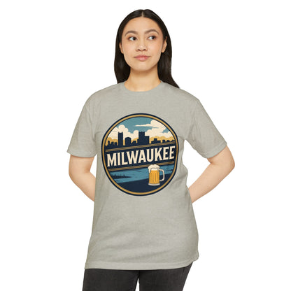 Milwaukee Skyline Beer Badge T-Shirt