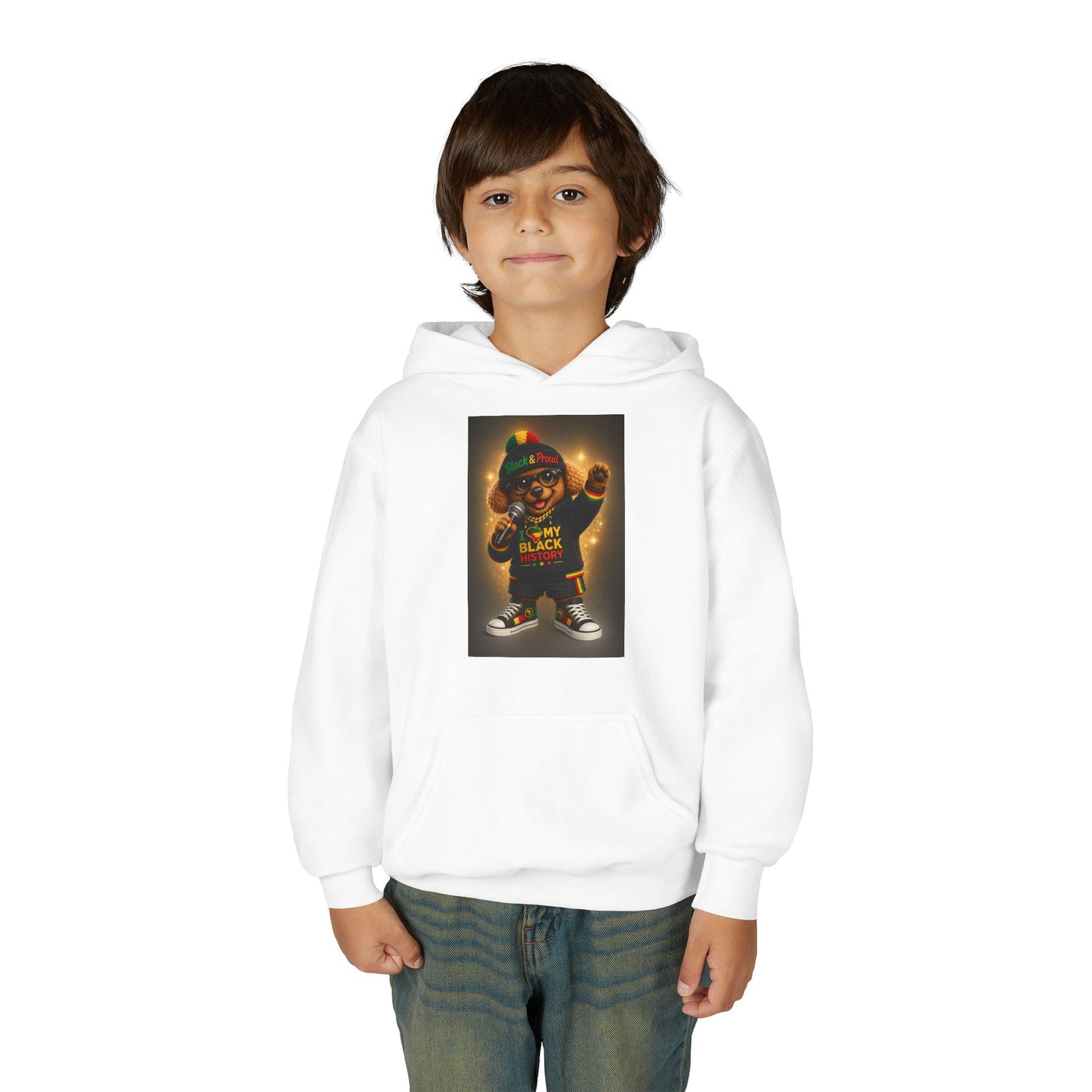 Youth Hoodie — "Proud To Be My Black" Rasta Bear Graphic