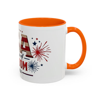 USA 250 Years of Freedom Accent Coffee Mug – 1776–2026 Patriotic Fourth of July Gift