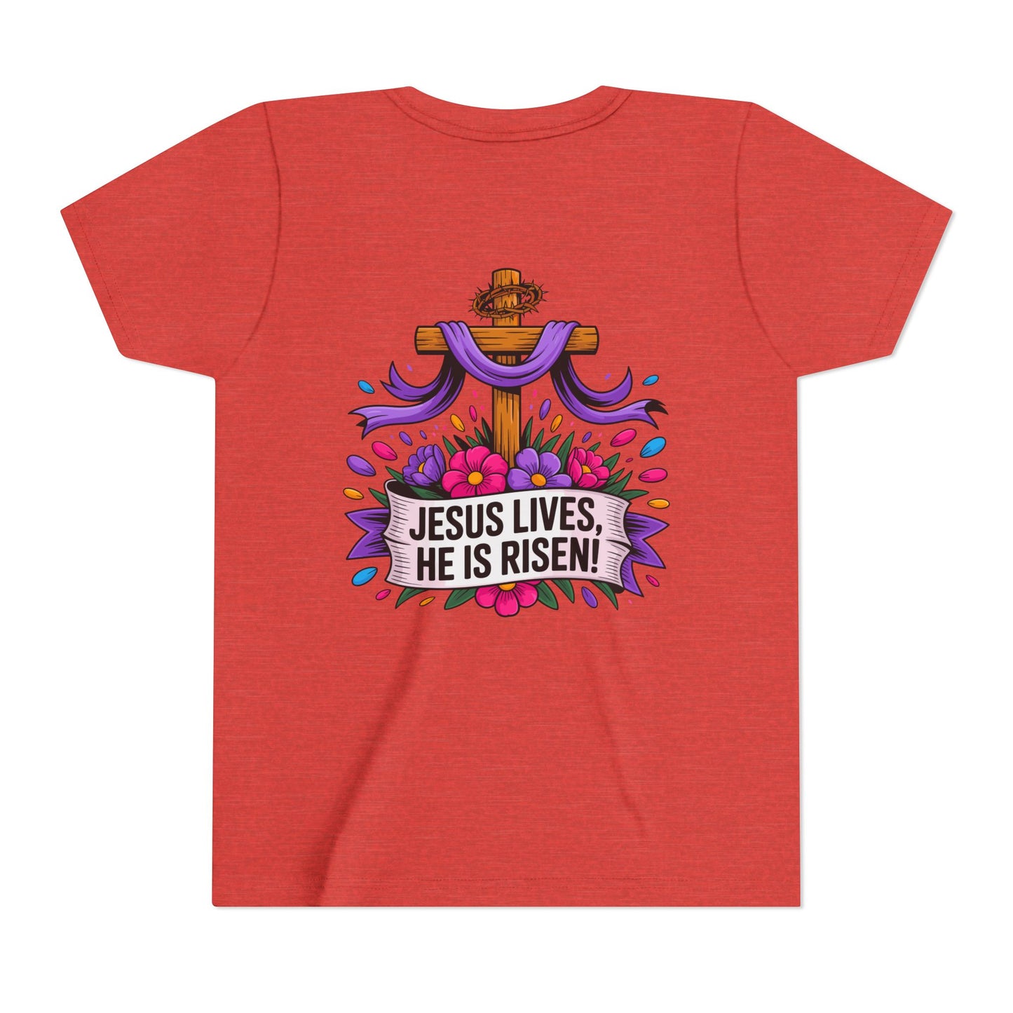 Youth Tee — "Jesus Lives, He Is Risen!" Easter Christian Tee