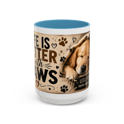 Dog & Cat Coffee Mug - "Less People, More Dogs & Cats" Accent Ceramic Mug