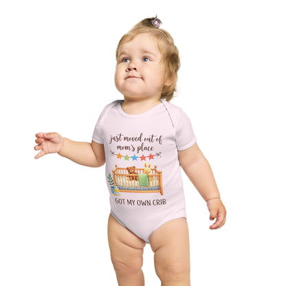 Baby Bodysuit "Just Moved Out of Mom's Place — Got My Own Crib" Cute Newborn Onesie