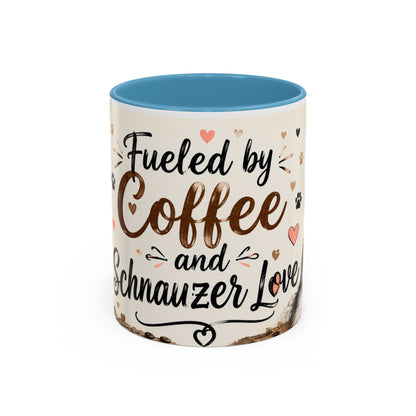 Fueled by Coffee and Schnauzer Love Accent Mug — Dog Lover Coffee Cup (11/15 oz)