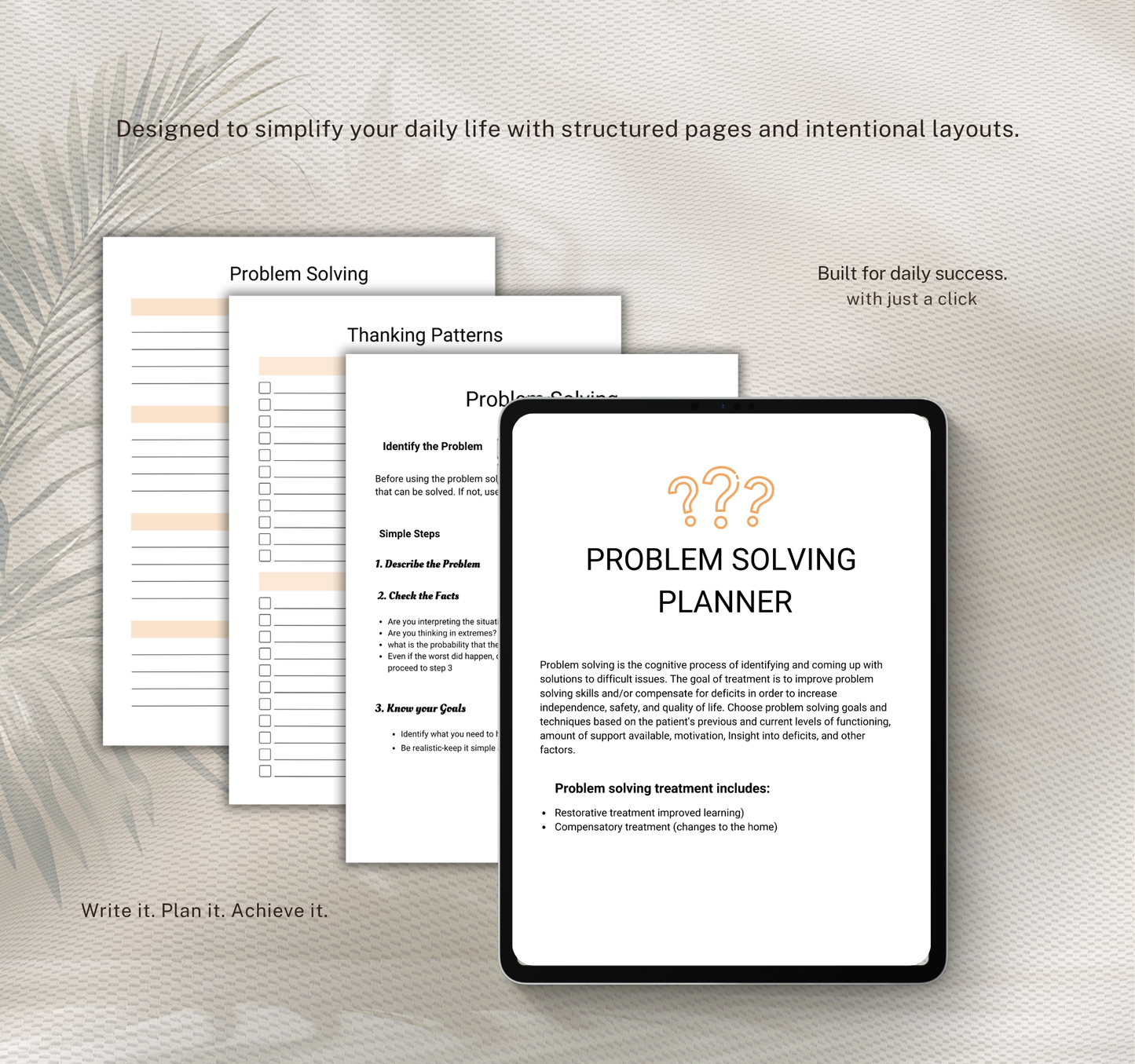 Problem Solving Workbook | Critical Thinking & Decision Making PDF Planner
