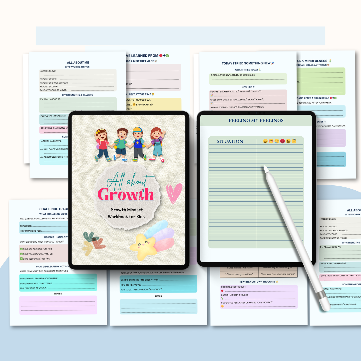 Growth Mindset Workbook for Kids PDF | Confidence Building Activities, Positive Thinking Journal, Self Esteem Worksheets, Kids Personal Development