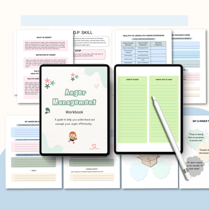 Anger Management Workbook PDF | Emotional Regulation Journal, Therapy Worksheets, Stress Relief &amp; Anger Control Guide