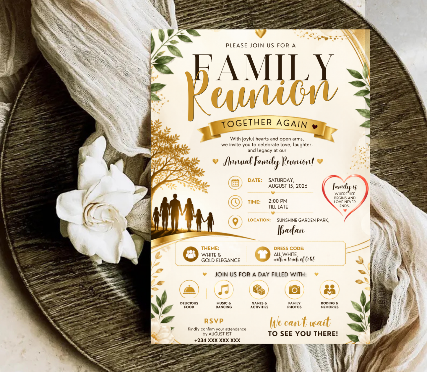 Family Reunion Invitation Template | Editable Canva Reunion Party Invite Design Printable & Digital