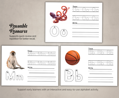 A–Z Alphabet Tracing Worksheets for Kids | Printable ABC Handwriting & Letter Practice Activities  📝
