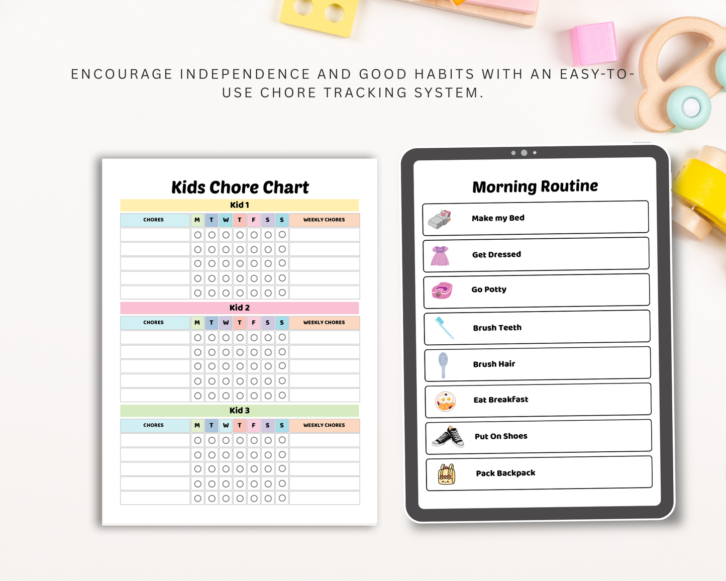 Chore Chart for Kids | Printable Daily & Weekly Responsibility Chart for Routine & Good Habits