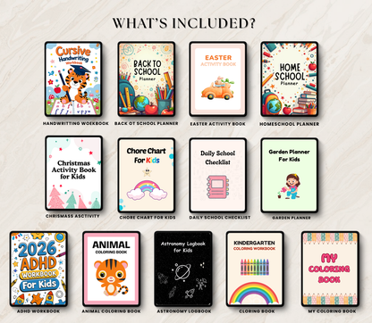 Kids Activity PLR Bundle | Editable Canva Printable Worksheets & Learning Games for Children