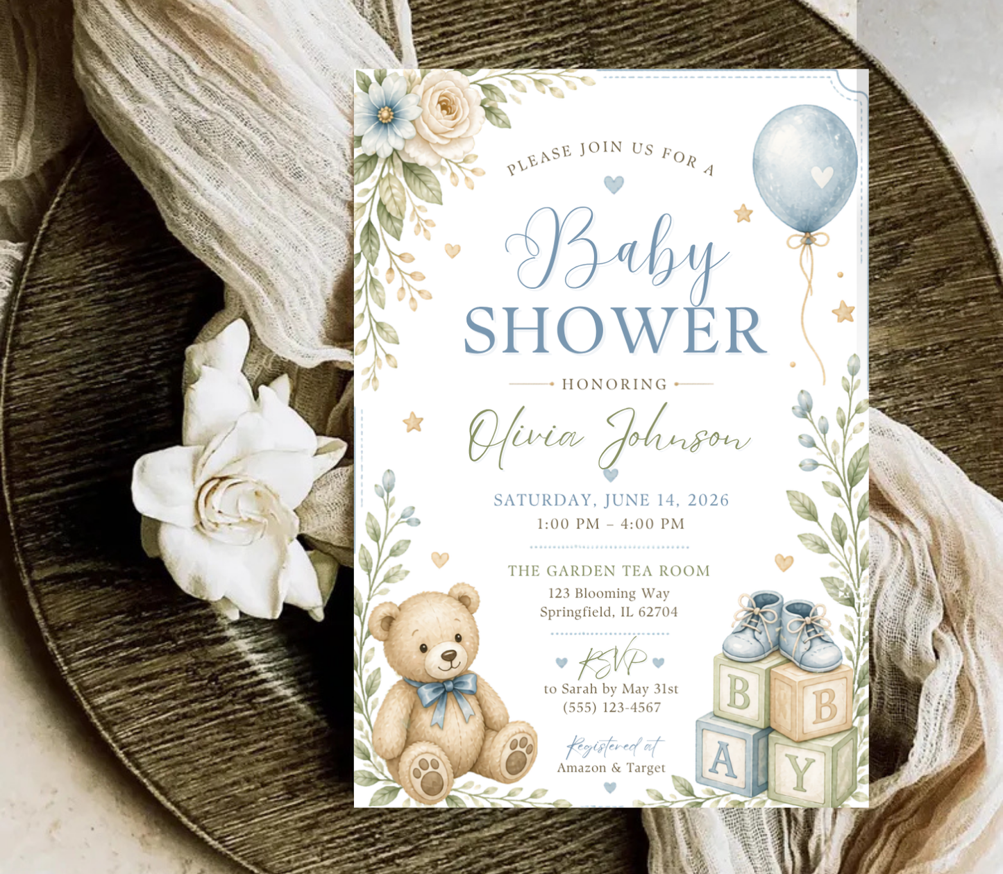 Baby Shower Invitation Template | Editable Canva Baby Shower Invite Design Printable & Digital
