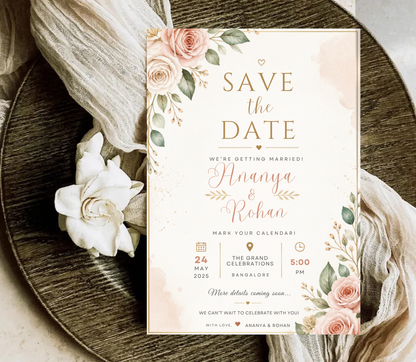 Save the Date Invitation Template | Editable Canva Wedding Save the Date Card Printable & Digital