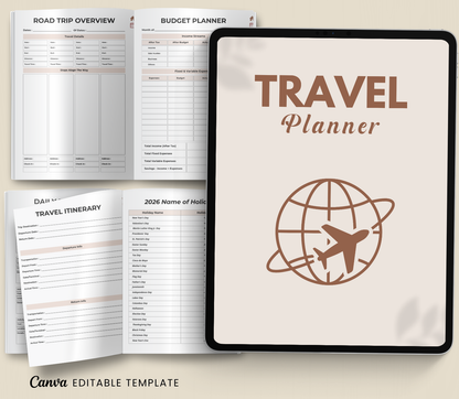 Digital Travel Planner | Editable Trip Organizer & Itinerary Planner