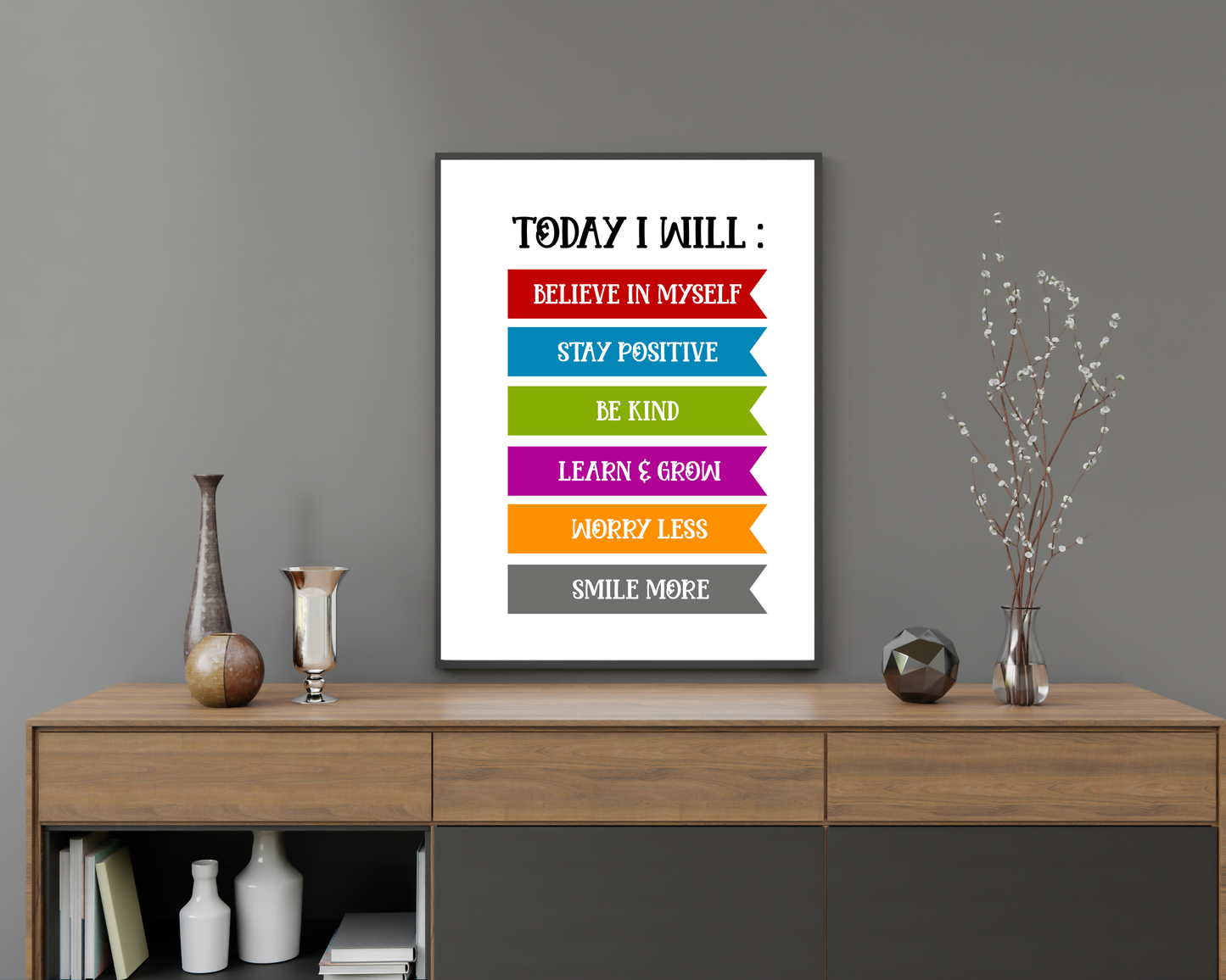 Today I Will Poster Positive Wall Art | Motivational Quote, Inspirational Mindset Decor, Printable Daily Affirmation Wall Art