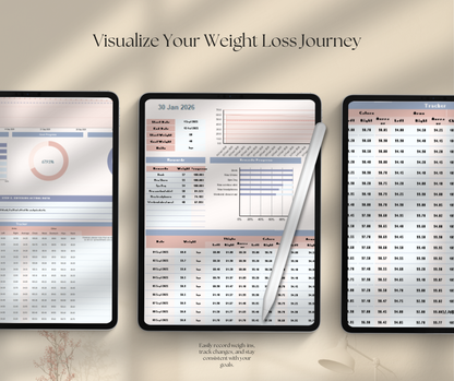 Weight Loss Tracker Spreadsheet | Fitness & Progress Google Sheets Body Measurement Planner