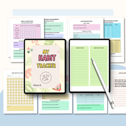 Habit Tracker PDF | Daily, Weekly &amp; Monthly Goal Planner, Productivity Journal, Routine &amp; Self-Improvement Tracker