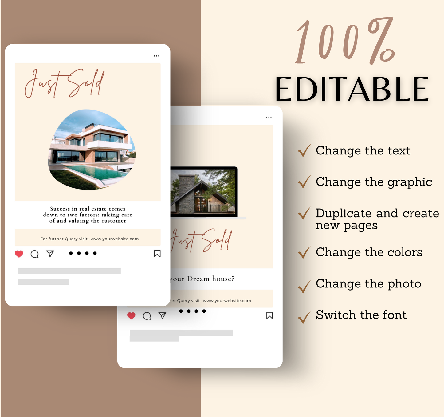 Real Estate Instagram Templates | Editable Canva Realtor Posts & Social Media Kit