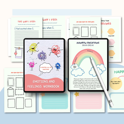 Emotions and Feelings Workbook PDF | Emotional Awareness Journal, Mindfulness Activities, Self-Reflection &amp; Coping Skills Guide
