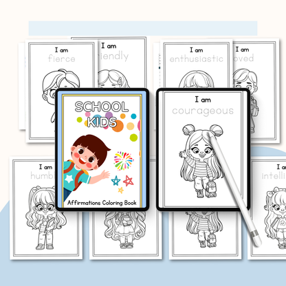 School Kids Positive Affirmations Coloring Book PDF | Confidence Building Coloring Pages, Self Esteem &amp; Mindfulness Activities for Children