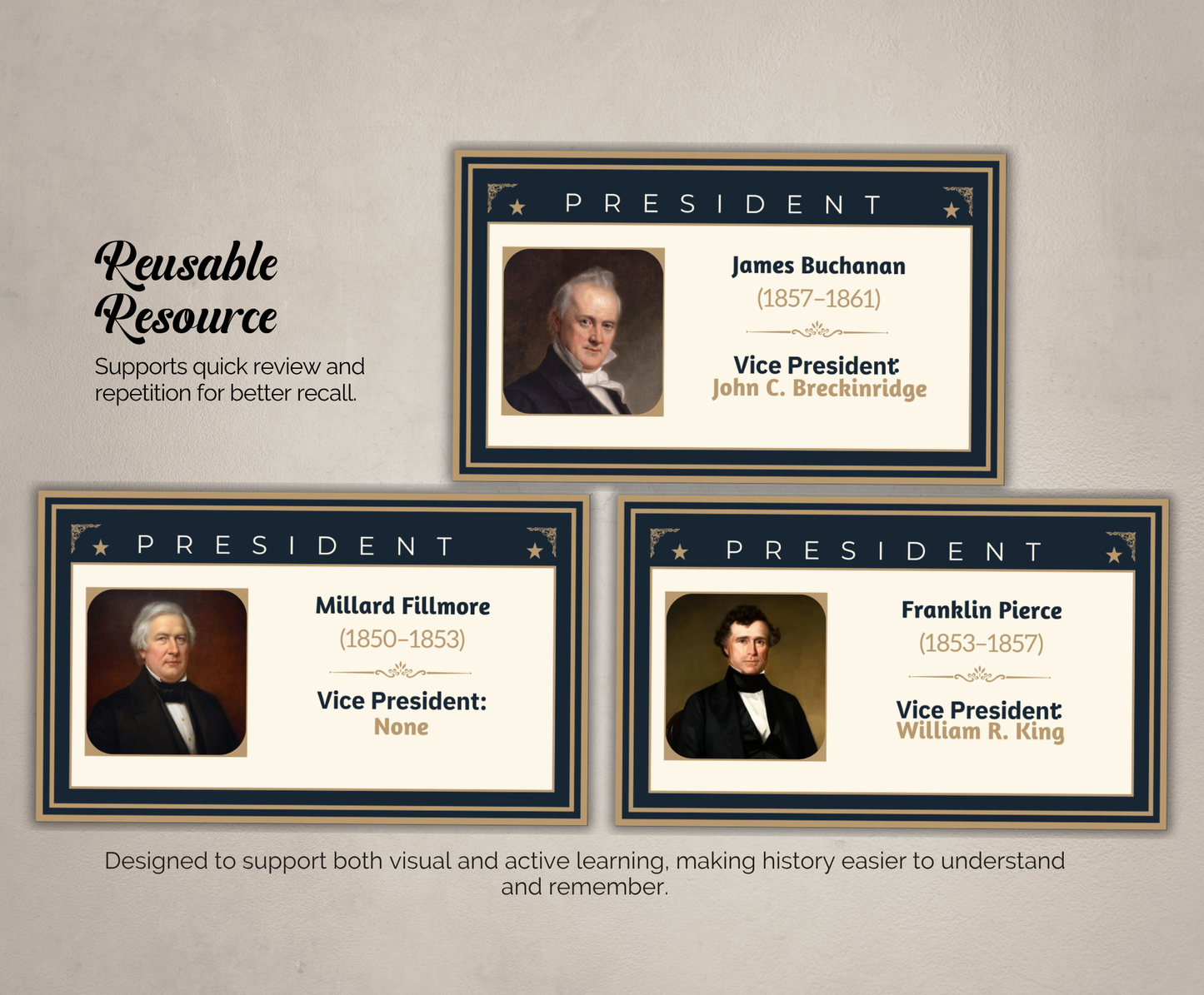 US Presidents & Vice Presidents Flashcards | Printable History Study Cards PDF