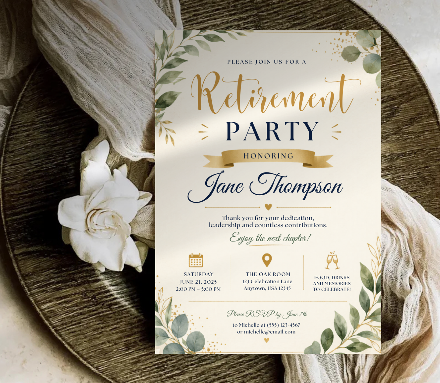 Retirement Invitation Template | Editable Canva Retirement Party Invite Design Printable & Digital
