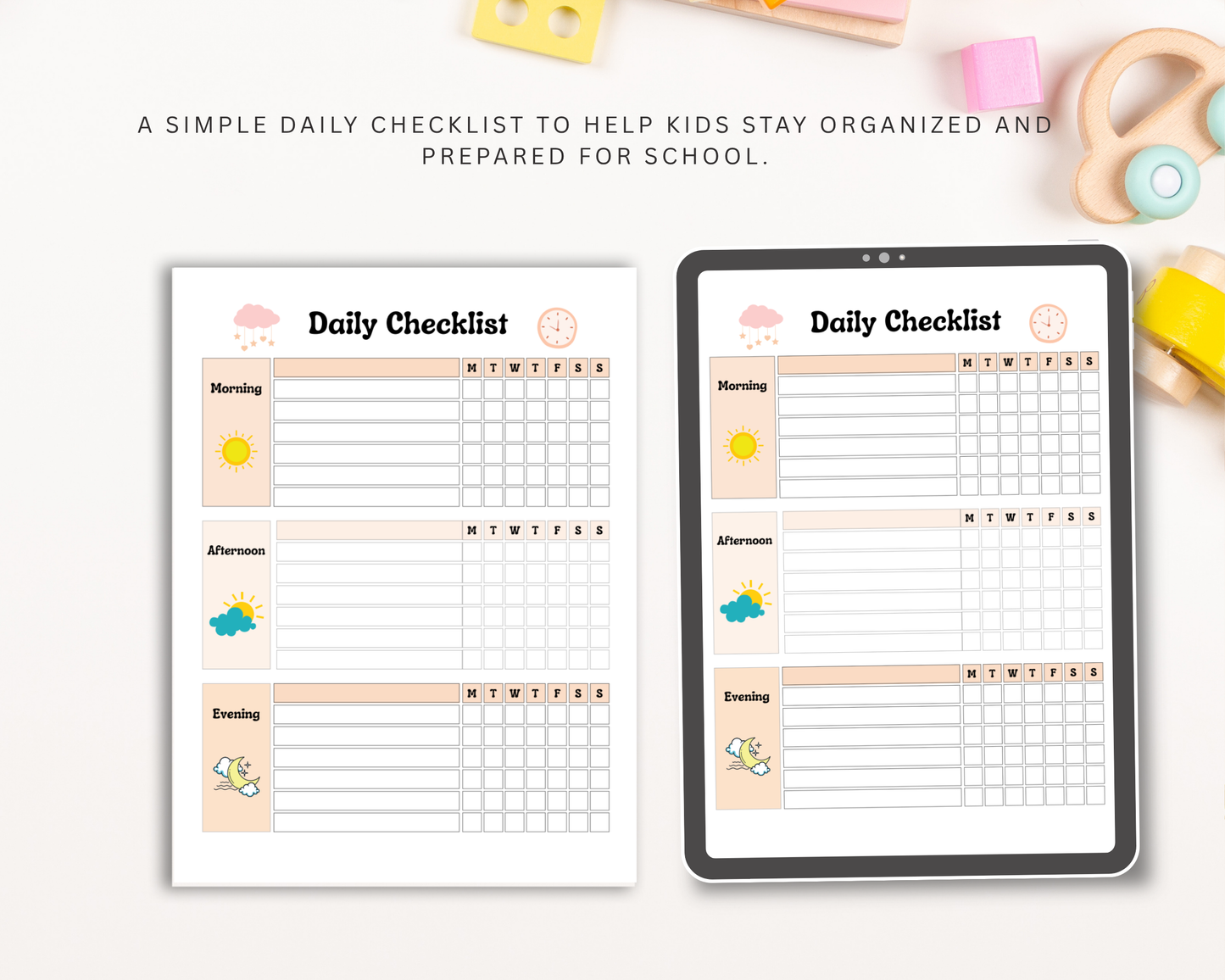 Daily School Checklist for Kids | Printable Morning & Homework Routine Planner  📝