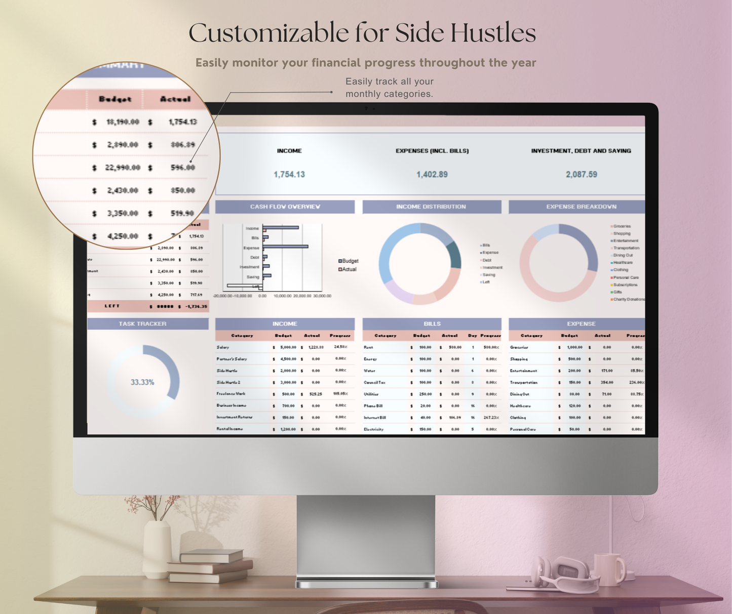 Monthly Budget Tracker Spreadsheet | Income & Expense Google Sheets Finance Planner