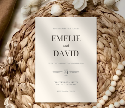 Minimalistic Wedding Invitation Template | Elegant Editable Canva Wedding Invite Design Printable & Digital