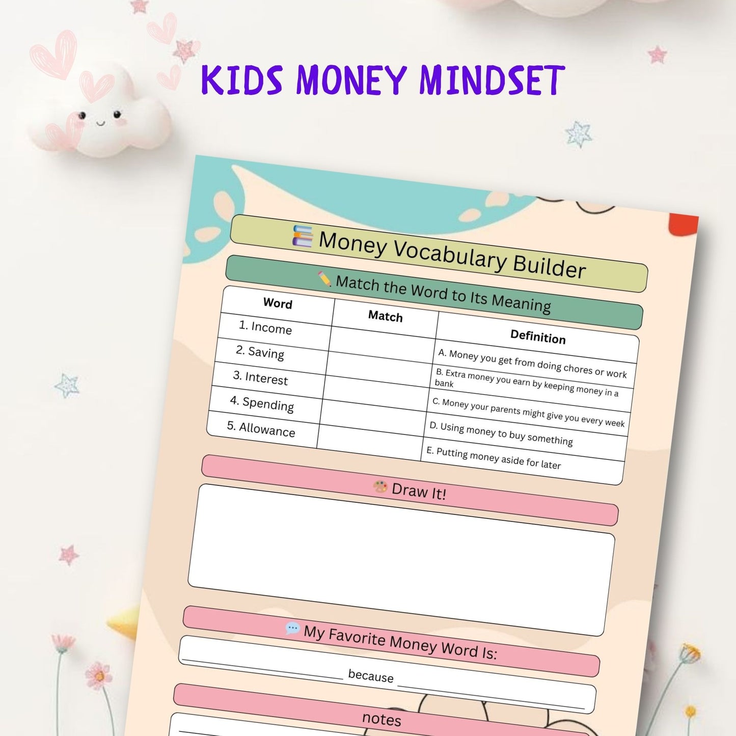 Kids Money Mindset Workbook | Financial Literacy & Smart Money Habits for Children