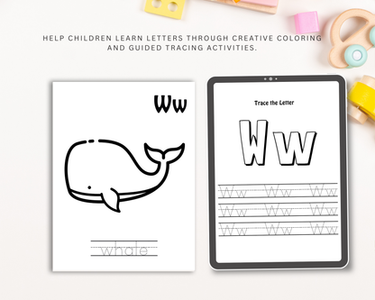 Alphabet Coloring & Tracing Worksheets for Kids | Printable ABC Learning & Handwriting Practice