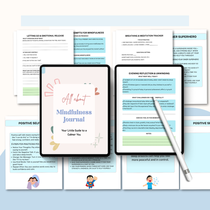 Mindfulness Journal PDF | Daily Reflection, Stress Relief Workbook, Guided Meditation &amp; Self-Care Planner for Mental Wellness