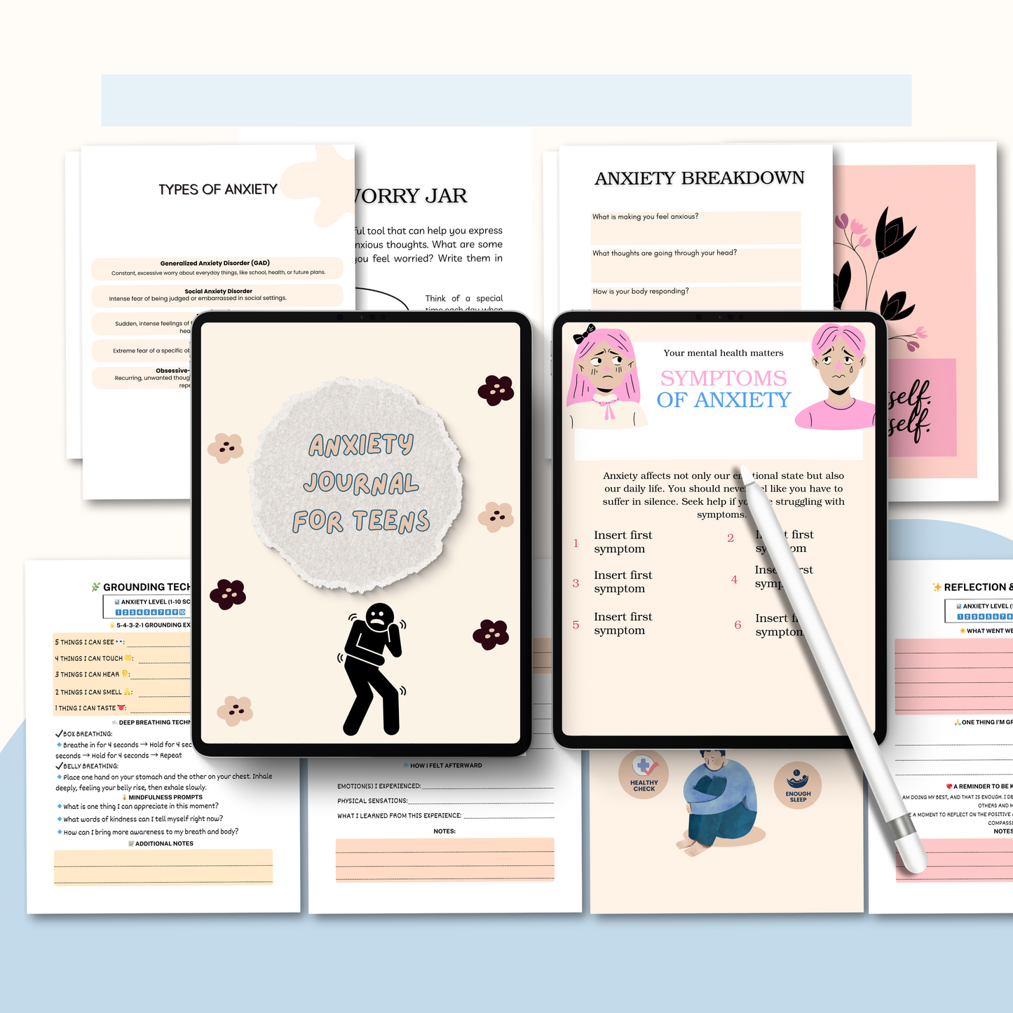 Anxiety Journal PDF | Guided Reflection, Stress Relief Workbook, Mental Health Tracker, Mindfulness &amp; Coping Tools