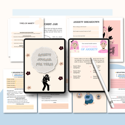 Anxiety Journal PDF | Guided Reflection, Stress Relief Workbook, Mental Health Tracker, Mindfulness &amp; Coping Tools