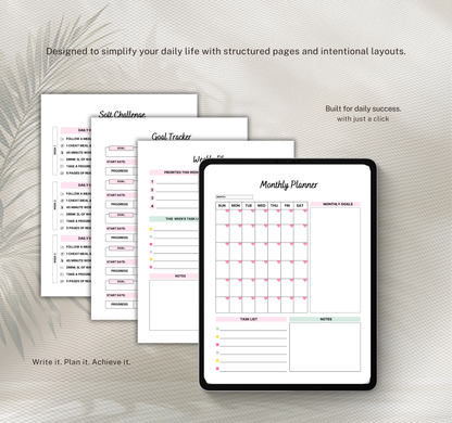Productivity Planner | Daily, Weekly & Monthly Digital Planner PDF