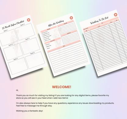 Wedding Planner | Printable & Editable Wedding Organizer