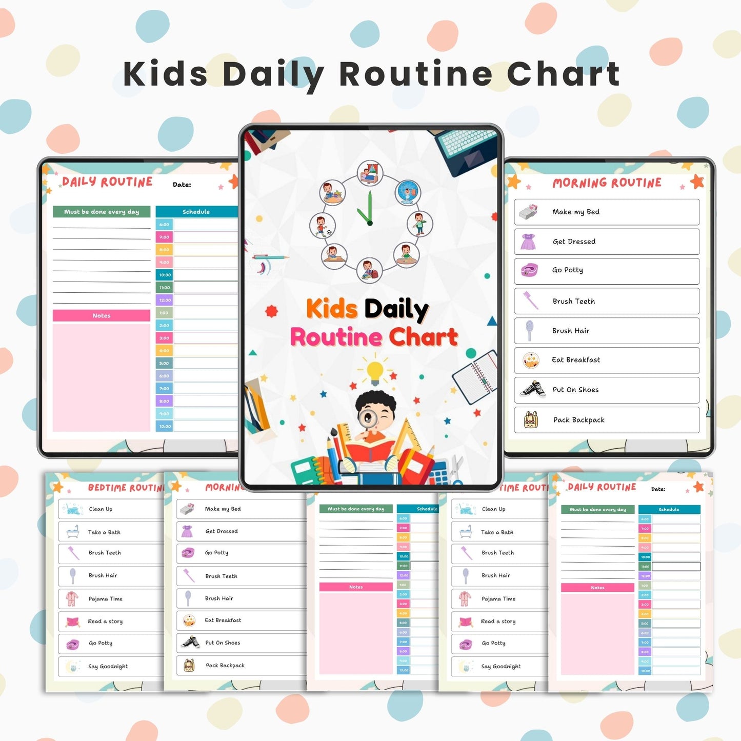 Kids Daily Routine Chart Printable | Morning & Evening Schedule for Children