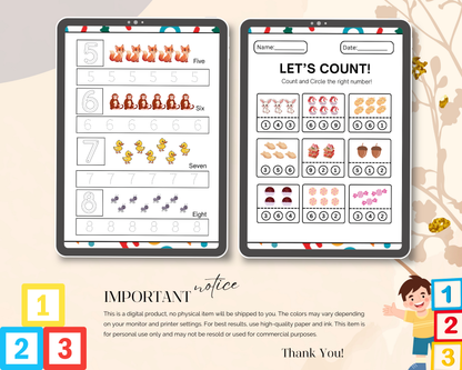 Early Learners Numbers Worksheet | Printable Number Tracing, Counting & Math Activities for Kids
