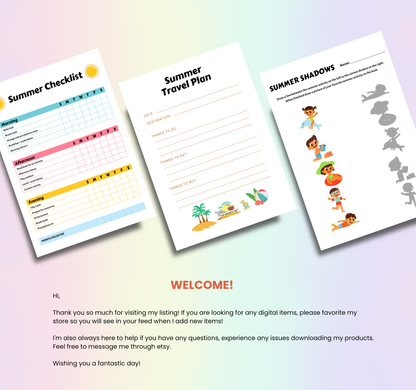 Kids Summer Planner | Printable Daily Activity & Vacation Organizer