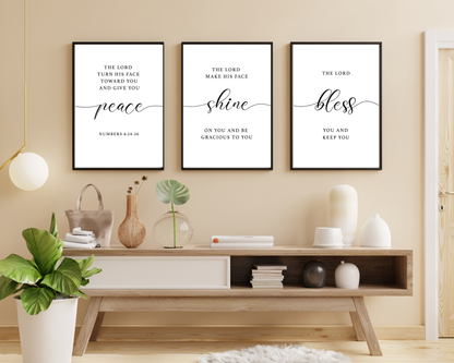 Bible Quote Wall Art Set of 3 | Christian Printable Scripture Wall Decor, Minimalist Faith Home & Bedroom Art