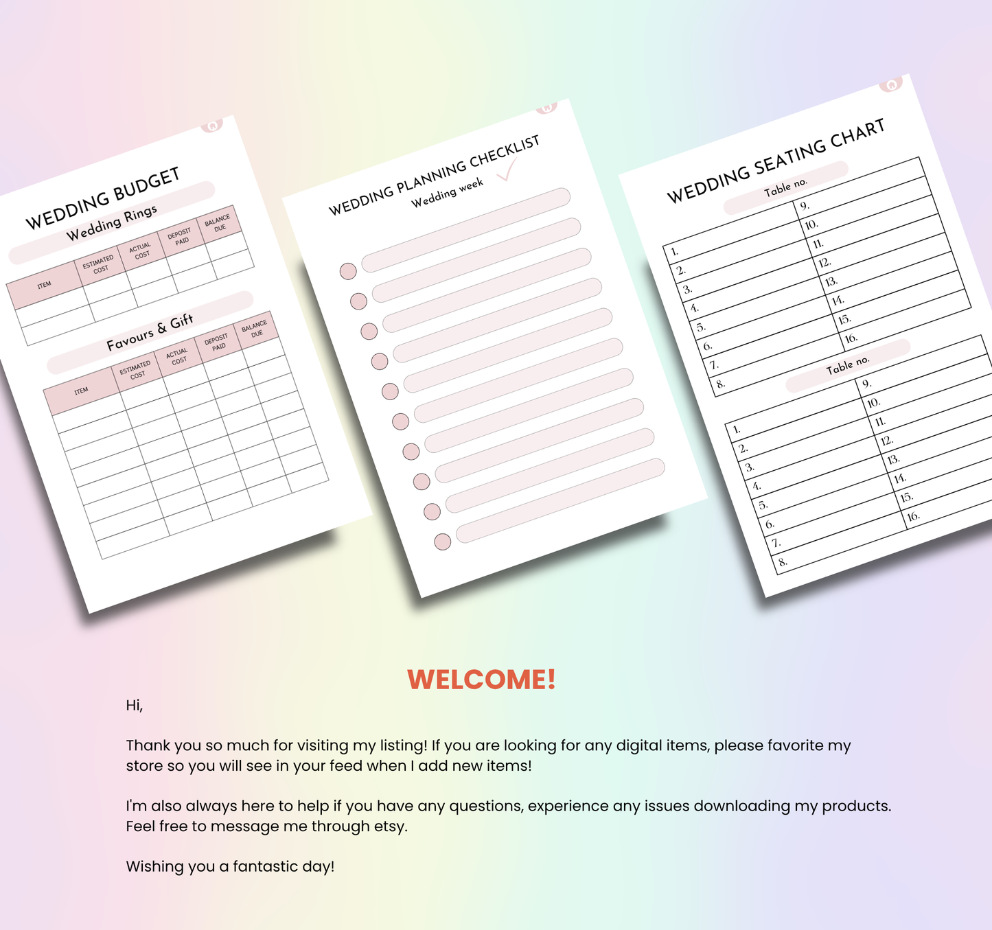 Digital Wedding Planner | Printable Wedding Organizer & Checklist