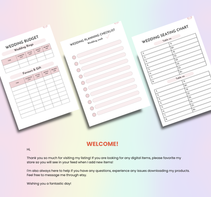Digital Wedding Planner | Printable Wedding Organizer & Checklist