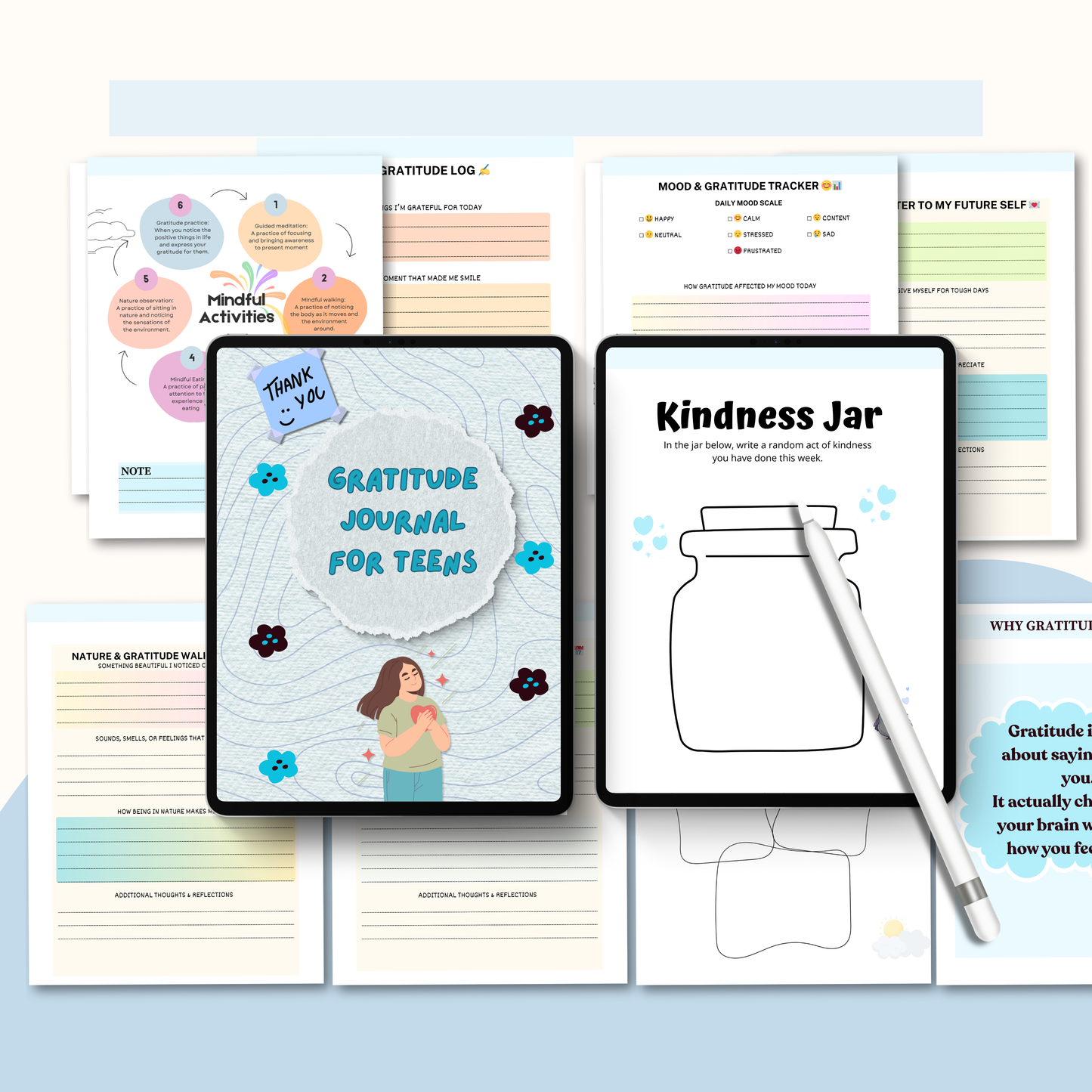 Gratitude Journal PDF | Daily Reflection, Mindfulness &amp; Positivity Workbook, Self-Care and Personal Growth Journal