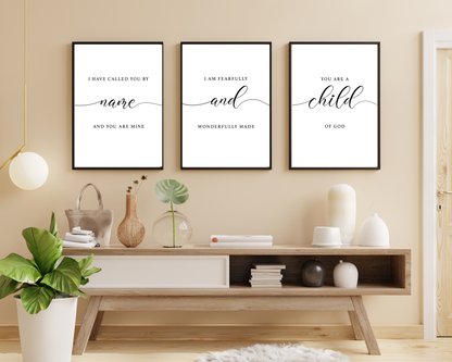 Bible Verse Wall Art Set of 3 | Christian Scripture Printable Decor, Minimalist Faith Home, Bedroom & Office Wall Prints