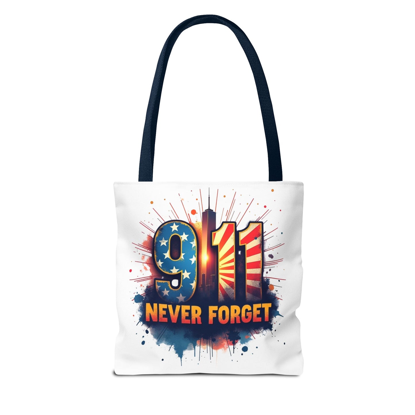 9/11 Never Forget Tote Bag — Patriotic Memorial Tribute Tote