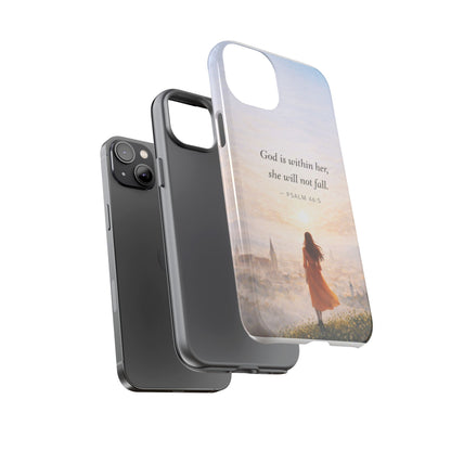 Inspirational Psalm 46:5 Phone Case — 'God is within her, she will not fall' Christian Phone Cover